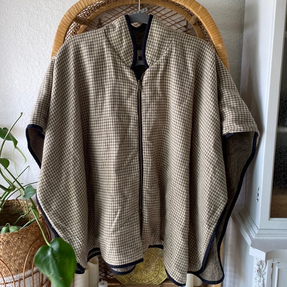 Free People brown herringbone poncho